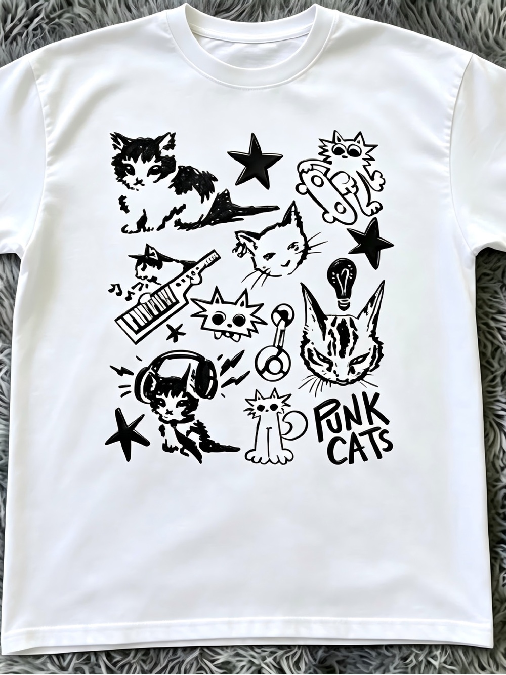 Retro Aesthetic Skate Music Cat Streetwear Womens Mens T-shirt Unisex